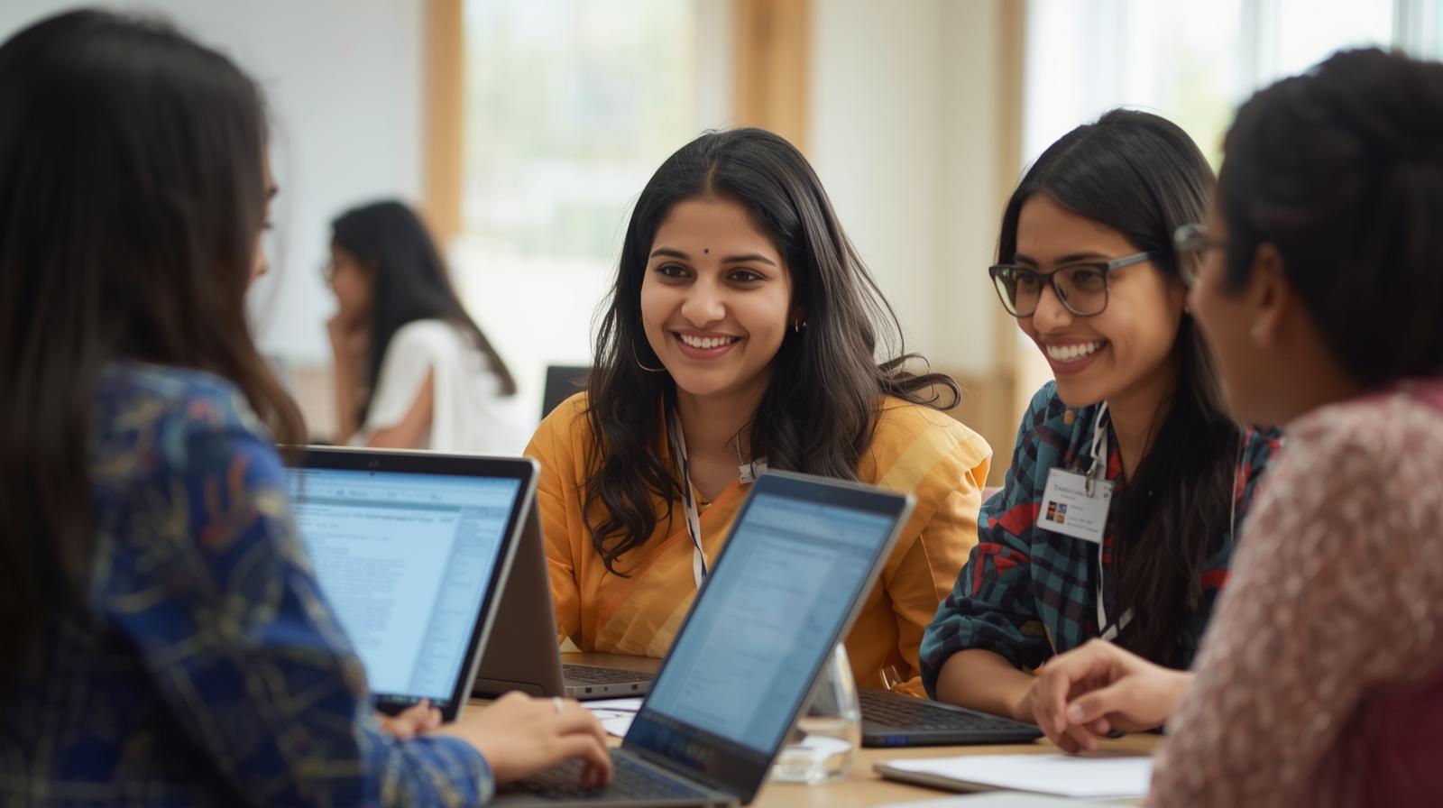 Team of educators and technology experts working together